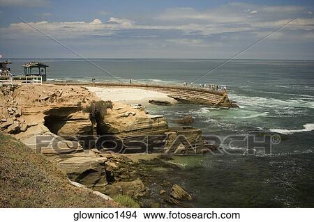 Picture - High angle view of reefs, La Jolla Reefs, San Diego, California, USA. Fotosearch