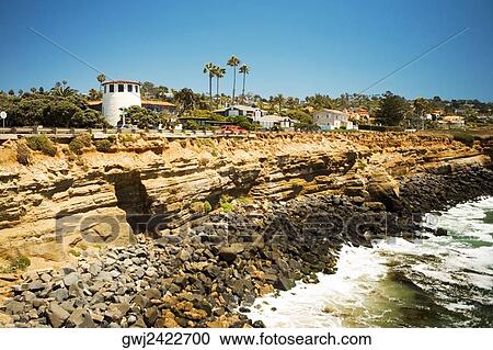 Stock Image - High angle view of the Coronado Reefs, San Diego, California, USA. Fotosearch