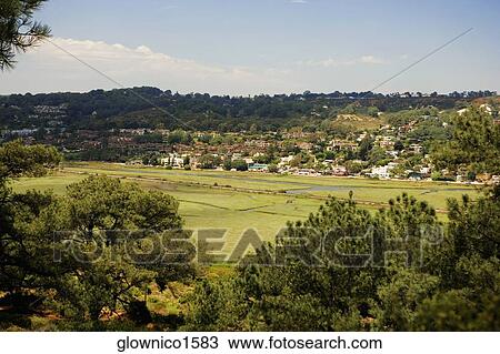 Stock Image - High angle view of the entrance to a reserve, Torrey Pines State Reserve, San Diego, California, USA. Fotosearch