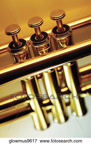 Download High Angle View Of Trumpet Keys Stock Photo Glowmus9617 Fotosearch PSD Mockup Templates