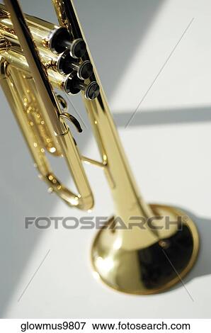 High angle view of trumpet View Large Photo Image Stock Photo - High angle view of trumpet. Fotosearch