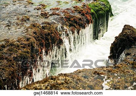 High angle view of water flowing over a rock formation, La Jolla Reefs, San Diego Bay, California, USA View Large Photo Image Picture - High angle view of water flowing over a rock formation, La Jolla Reefs, San Diego Bay, California, USA. Fotosearch