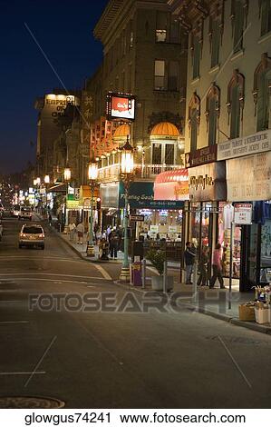 Stock Image - Large group of people in the market, California, USA. Fotosearch