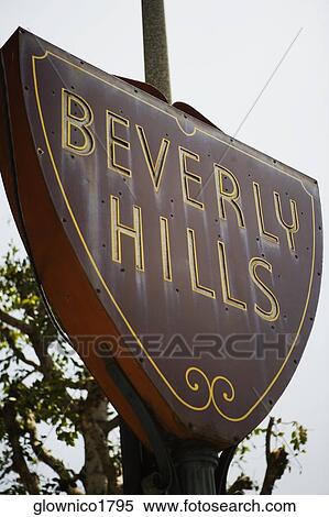Stock Photography - Low angle view of a Beverly Hills sign, Los Angeles, California, USA. Fotosearch