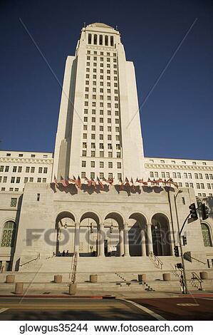 Low angle view of a building, City Hall, Los Angeles, California, USA View Large Photo Image Picture - Low angle view of a building, City Hall, Los Angeles, California, USA. Fotosearch