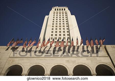 Low angle view of a building, City Hall, Los Angeles, California, USA View Large Photo Image Stock Photo - Low angle view of a building, City Hall, Los Angeles, California, USA. Fotosearch