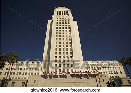 Low angle view of a building, City Hall, Los Angeles, California, USA View Large Photo Image Stock Photograph - Low angle view of a building, City Hall, Los Angeles, California, USA. Fotosearch