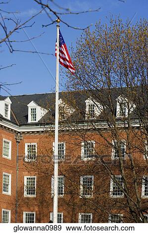Low angle view of a flag in front of a building, Annapolis, Maryland, USA View Large Photo Image Stock Photo - Low angle view of a flag in front of a building, Annapolis, Maryland, USA. Fotosearch
