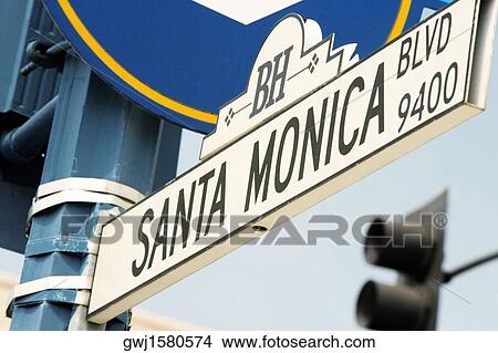 Low angle view of a Santa Monica Boulevard Sign, Los Angeles, California, USA View Large Photo Image Picture - Low angle view of a Santa Monica Boulevard Sign, Los Angeles, California, USA. Fotosearch