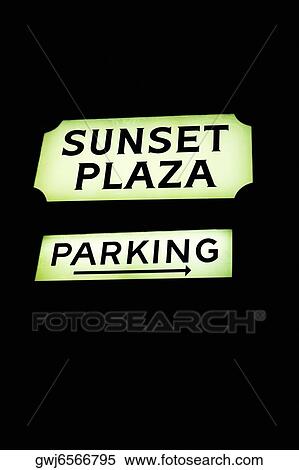 Low angle view of a Sunset Plaza parking sign, Los Angeles, California, USA View Large Photo Image Stock Photography - Low angle view of a Sunset Plaza parking sign, Los Angeles, California, USA. Fotosearch