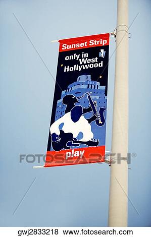 Low angle view of a Sunset Strip Flag On A Light Pole, Los Angeles, California, USA View Large Photo Image Stock Photo - Low angle view of a Sunset Strip Flag On A Light Pole, Los Angeles, California, USA. Fotosearch