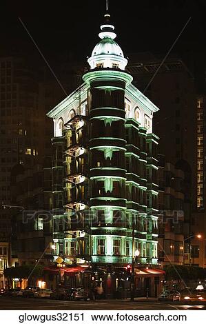 Low angle view of buildings illuminated at night, California, USA View Large Photo Image Stock Image - Low angle view of buildings illuminated at night, California, USA. Fotosearch