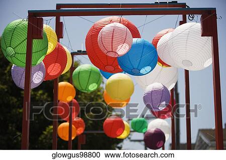 Low angle view of colorful Chinese lanterns View Large Photo Image Stock Image - Low angle view of colorful Chinese lanterns. Fotosearch