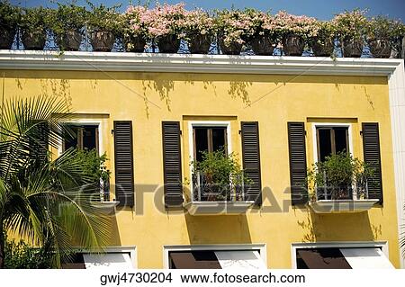 Low angle view of ornate balconies on a building, Los Angeles, California, USA View Large Photo Image Picture - Low angle view of ornate balconies on a building, Los Angeles, California, USA. Fotosearch