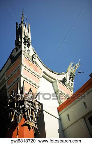 Low angle view of the facade of a theater, Mann's Chinese Theater, Los Angeles, California, USA View Large Photo Image Stock Image - Low angle view of the facade of a theater, Mann's Chinese Theater, Los Angeles, California, USA. Fotosearch