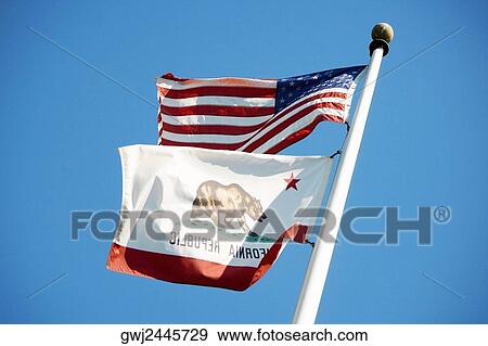 Low angle view of the flags of United States of America and California, California, USA View Large Photo Image Stock Photo - Low angle view of the flags of United States of America and California, California, USA. Fotosearch