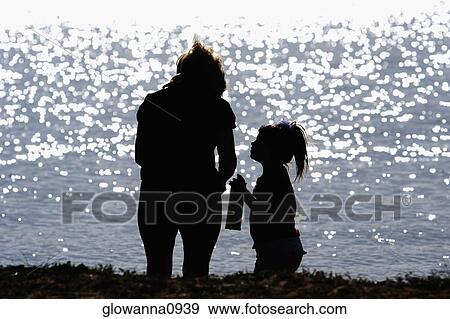 Mother and her daughter on the banks of a river View Large Photo Image Stock Photo - Mother and her daughter on the banks of a river. Fotosearch