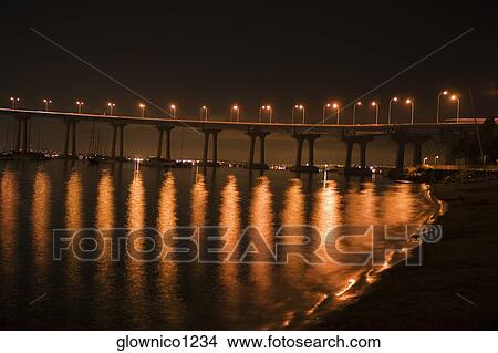 Panoramic view of a bridge at night, Coronado Bay Bridge, San Diego, California, USA View Large Photo Image Picture - Panoramic view of a bridge at night, Coronado Bay Bridge, San Diego, California, USA. Fotosearch