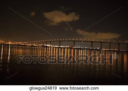 Panoramic view of a bridge at night, Coronado Bay Bridge, San Diego, California, USA View Large Photo Image Stock Photo - Panoramic view of a bridge at night, Coronado Bay Bridge, San Diego, California, USA. Fotosearch