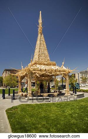 Stock Image - Panoramic view of a carved temple, Hayes Green, San Francisco, California, USA. Fotosearch