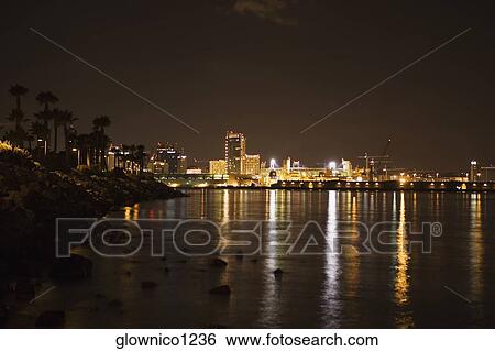 Panoramic view of a city at night, San Diego, California, USA View Large Photo Image Stock Photograph - Panoramic view of a city at night, San Diego, California, USA. Fotosearch