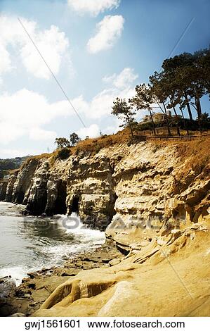 Panoramic view of a cliff at the La Jolla Reefs, La Jolla, San Diego, California, USA View Large Photo Image Stock Image - Panoramic view of a cliff at the La Jolla Reefs, La Jolla, San Diego, California, USA. Fotosearch