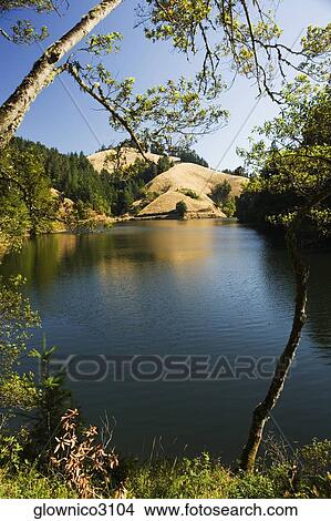 Picture - Panoramic view of a lake. Fotosearch