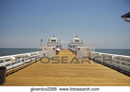 Stock Photograph - Panoramic view of a pier, Malibu, California, USA. Fotosearch
