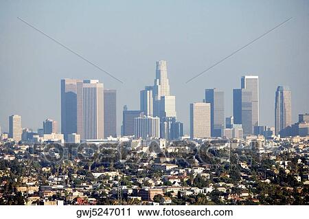 Stock Image - Panoramic view of Los Angeles, Los Angeles, California, USA. Fotosearch