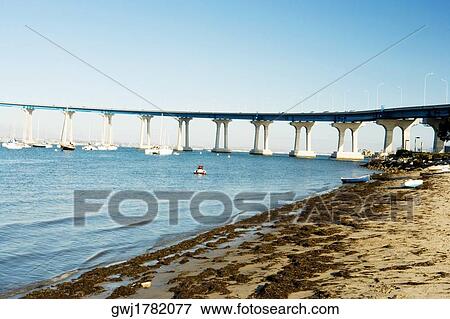 Stock Photo - Panoramic view of the San Diego-Coronado Bay Bridge, San Diego, California, USA. Fotosearch