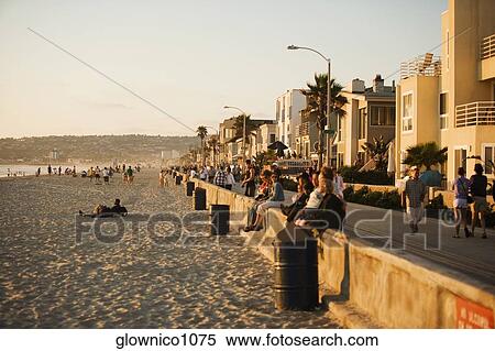 Panoramic view of tourists on a beach, San Diego, California, USA View Large Photo Image Stock Photography - Panoramic view of tourists on a beach, San Diego, California, USA. Fotosearch