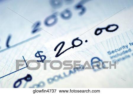 Part of check for twenty dollars, close-up View Large Photo Image Stock Photo - Part of check for twenty dollars, close-up. Fotosearch