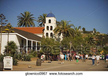 Stock Photo - People walking on a street in Old Town San Diego, California, USA. Fotosearch