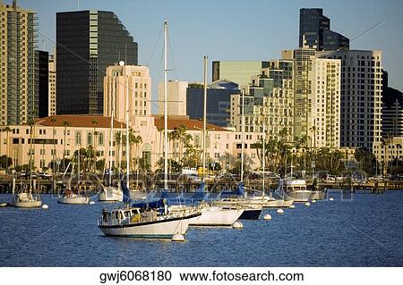 Side profile of yacht's docked at a harbor, San Diego Bay, California, USA View Large Photo Image Stock Image - Side profile of yacht's docked at a harbor, San Diego Bay, California, USA. Fotosearch