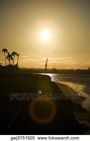 Stock Image - The beach at sunset, San Diego, California, USA. Fotosearch