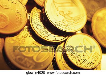 Stock Image - Various Euro coins, close-up. Fotosearch