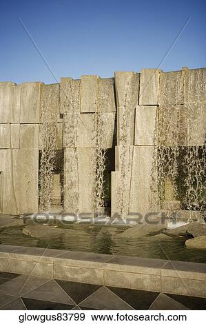 Stock Photo - Water falling from a fountain, San Francisco, California, USA. Fotosearch