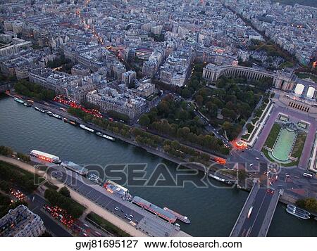 Aerial view of a city, Paris, France View Large Photo Image Stock Photo - Aerial view of a city, Paris, France. Fotosearch
