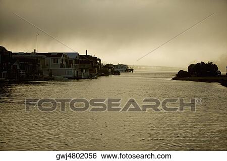 Boathouses on water in Sausalito, California, USA View Large Photo Image Stock Photograph - Boathouses on water in Sausalito, California, USA. Fotosearch