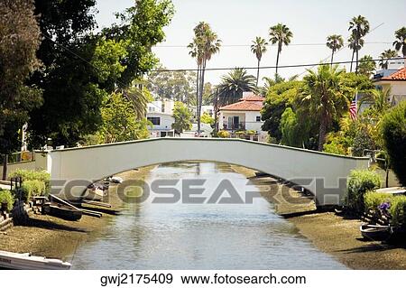 Bridge over a canal, Venice, Los Angeles, California, USA View Large Photo Image Stock Photo - Bridge over a canal, Venice, Los Angeles, California, USA. Fotosearch