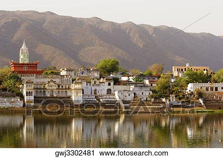 Buildings along a lake, Holy lake, Pushkar, Rajasthan, India View Large Photo Image Stock Image - Buildings along a lake, Holy lake, Pushkar, Rajasthan, India. Fotosearch