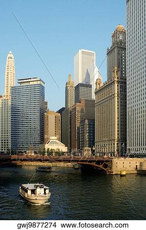 Buildings along a river, Chicago River, Chicago, Illinois, USA View Large Photo Image Picture - Buildings along a river, Chicago River, Chicago, Illinois, USA. Fotosearch