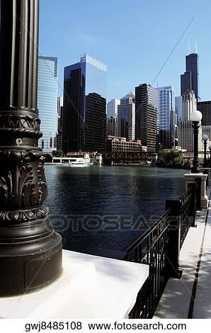 Buildings along a river, Chicago River, Chicago, Illinois, USA View Large Photo Image Stock Photo - Buildings along a river, Chicago River, Chicago, Illinois, USA. Fotosearch