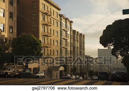 Buildings along the road, San Francisco, California, USA View Large Photo Image Stock Photograph - Buildings along the road, San Francisco, California, USA. Fotosearch