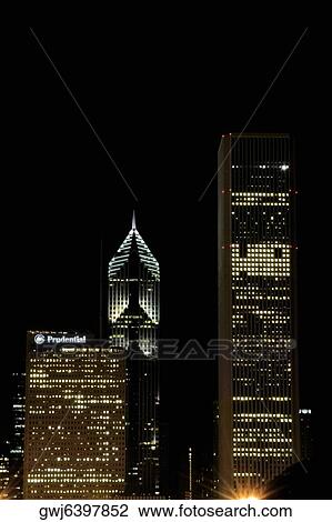 Buildings lit up at night, Chicago, Illinois, USA View Large Photo Image Stock Image - Buildings lit up at night, Chicago, Illinois, USA. Fotosearch