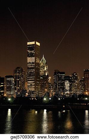 Buildings lit up at night, Chicago, Illinois, USA View Large Photo Image Stock Photograph - Buildings lit up at night, Chicago, Illinois, USA. Fotosearch