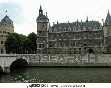 Stock Photo - Buildings on the waterfront, Paris, France. Fotosearch