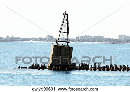 Buoys floating on a lake, Lake Michigan, Chicago, Illinois, USA View Large Photo Image Stock Image - Buoys floating on a lake, Lake Michigan, Chicago, Illinois, USA. Fotosearch