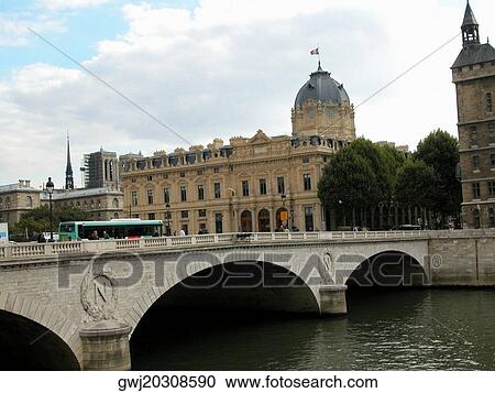 Bus passing over an arch bridge, Paris, France View Large Photo Image Stock Image - Bus passing over an arch bridge, Paris, France. Fotosearch