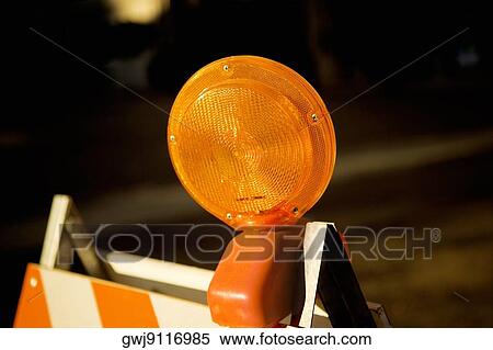 Stock Photography - Close-up of a road block light, San Diego, California, USA. Fotosearch